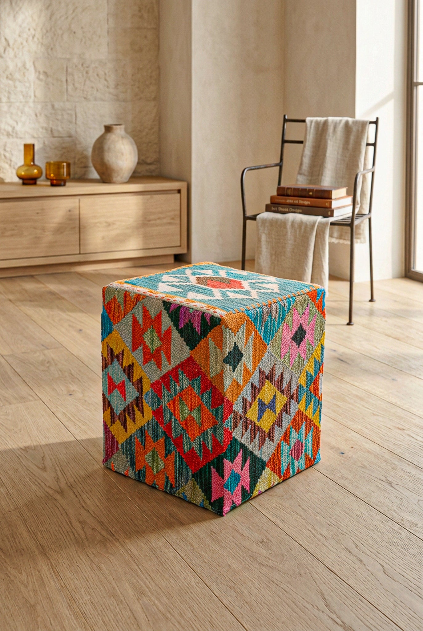 Pouf Quadratischer Kilim Mai Mai masse 40x50cm