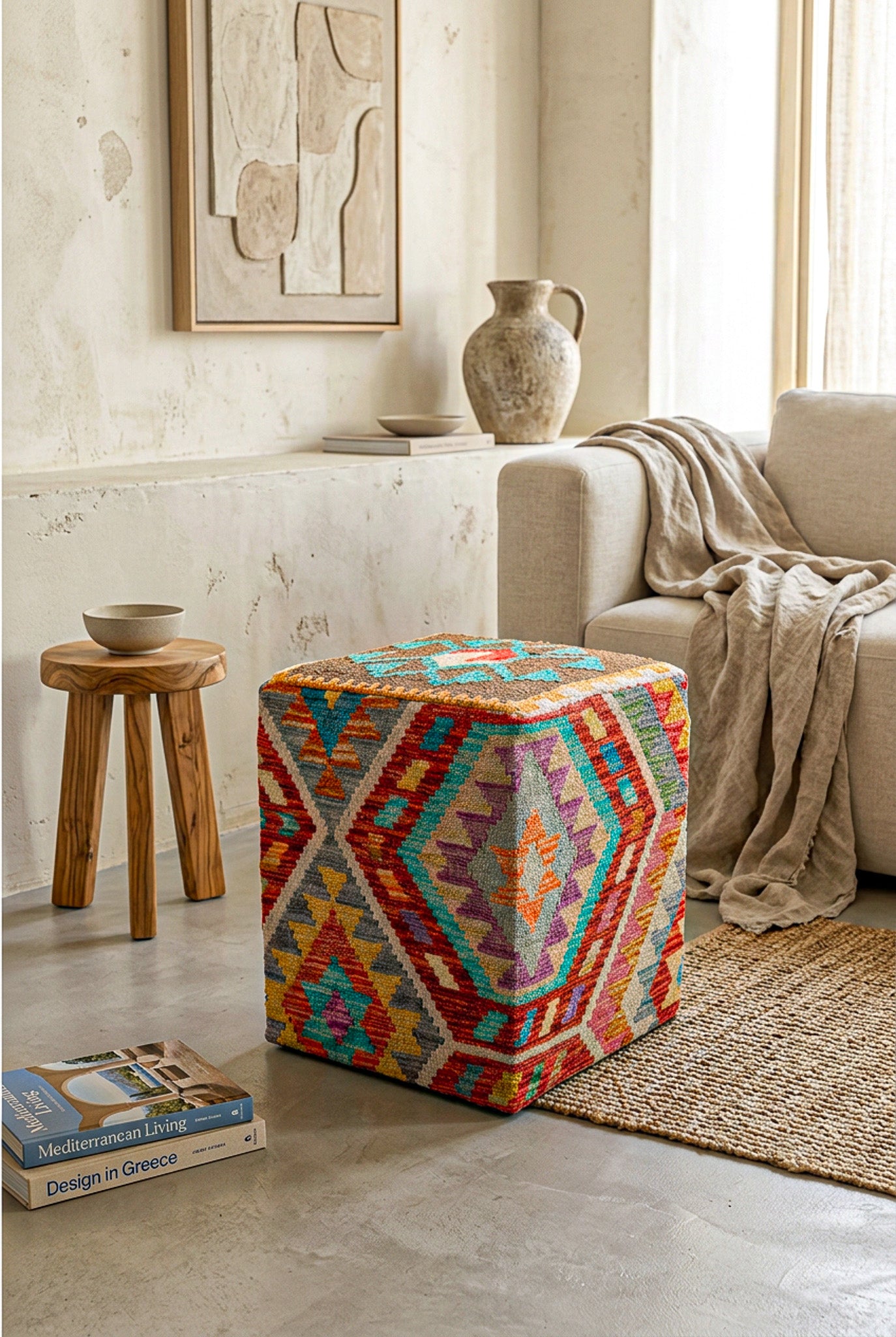 Pouf Quadratischer Kilim Mai Mai masse 40x50cm