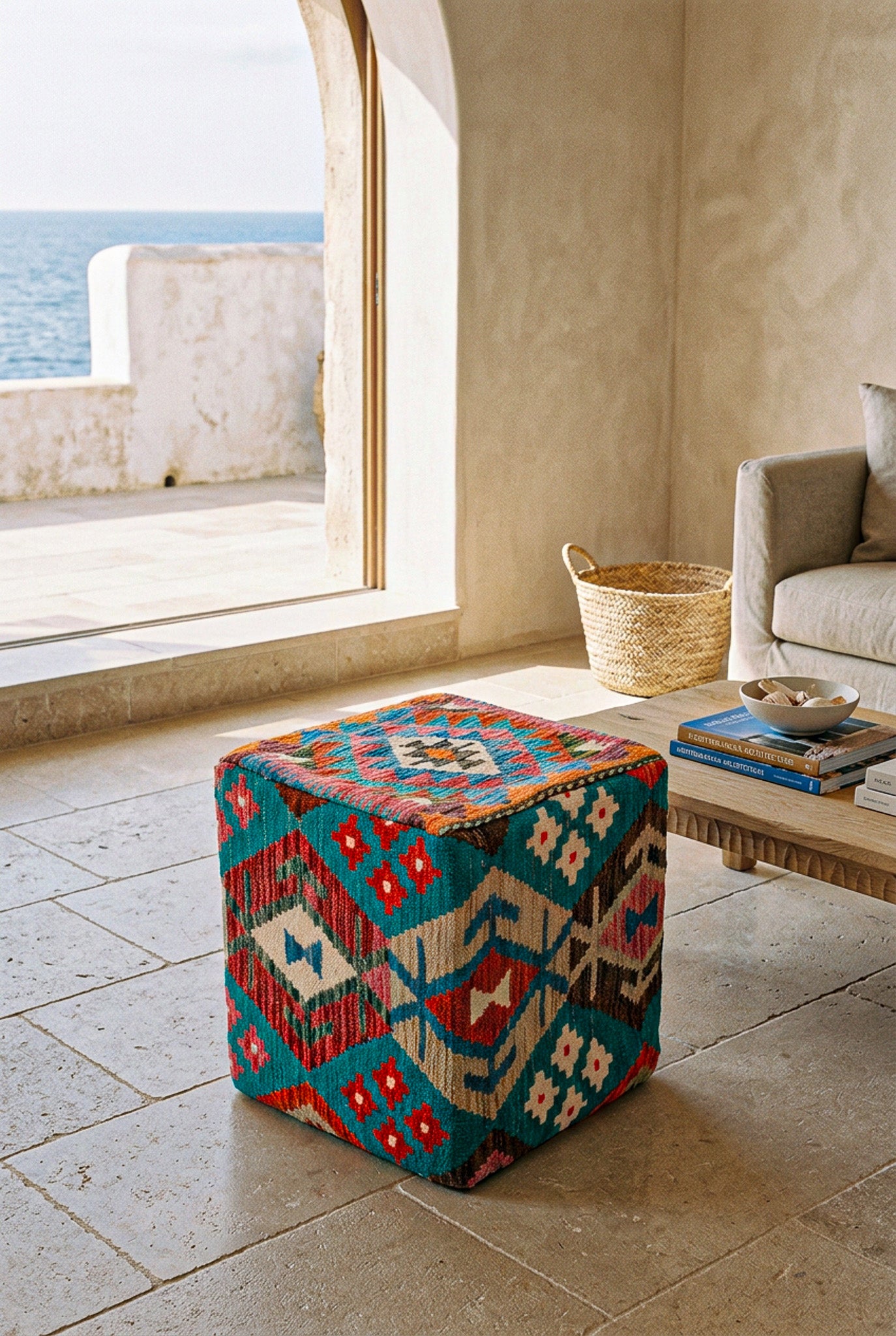 Pouf Quadratischer Kilim Mai Mai masse 40x50cm