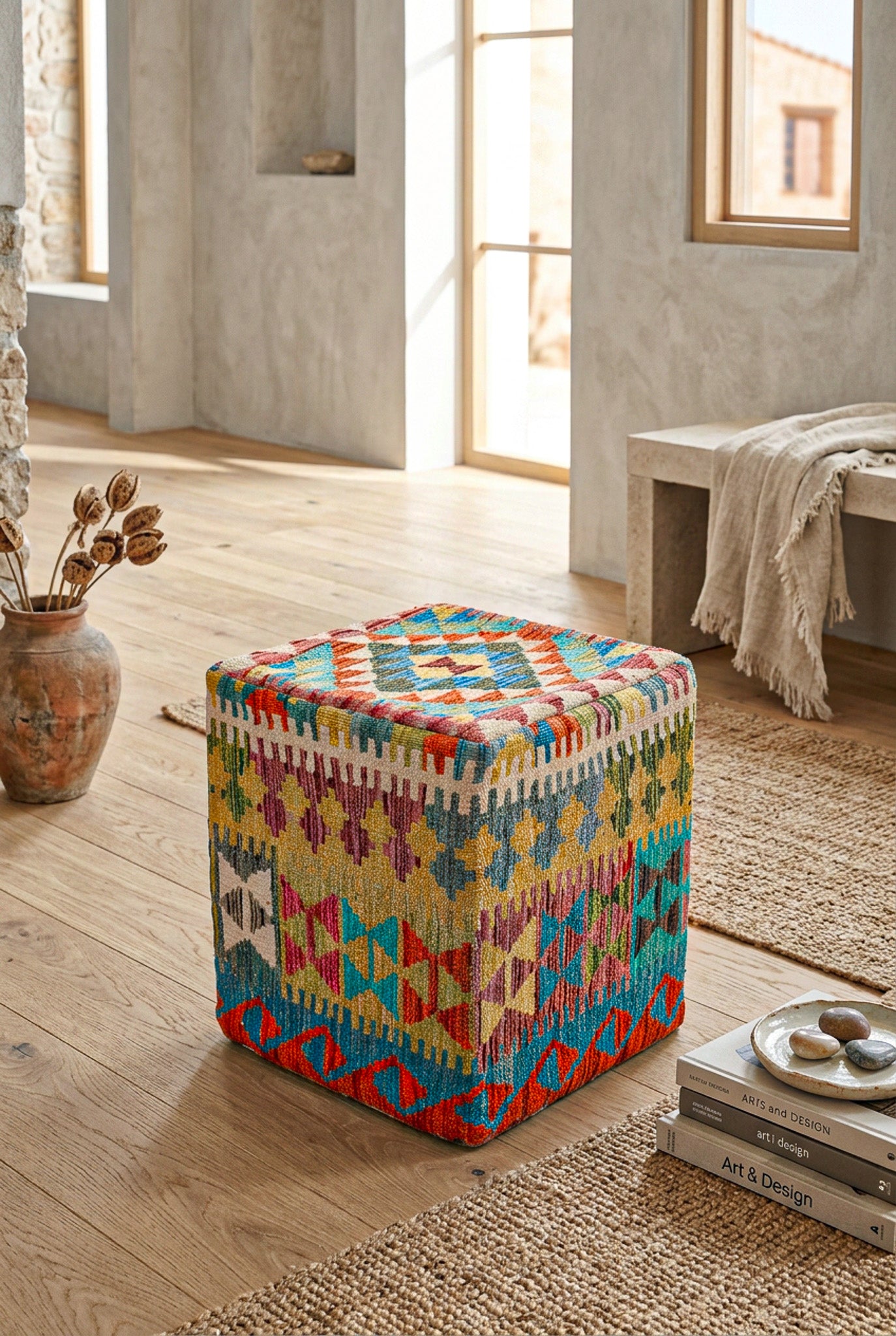 Pouf Quadratischer Kilim Mai Mai masse 40x50cm