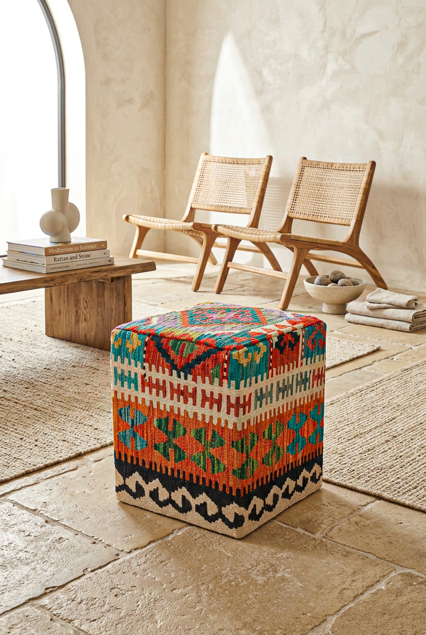 Pouf Quadratischer Kilim Mai Mai masse 40x50cm