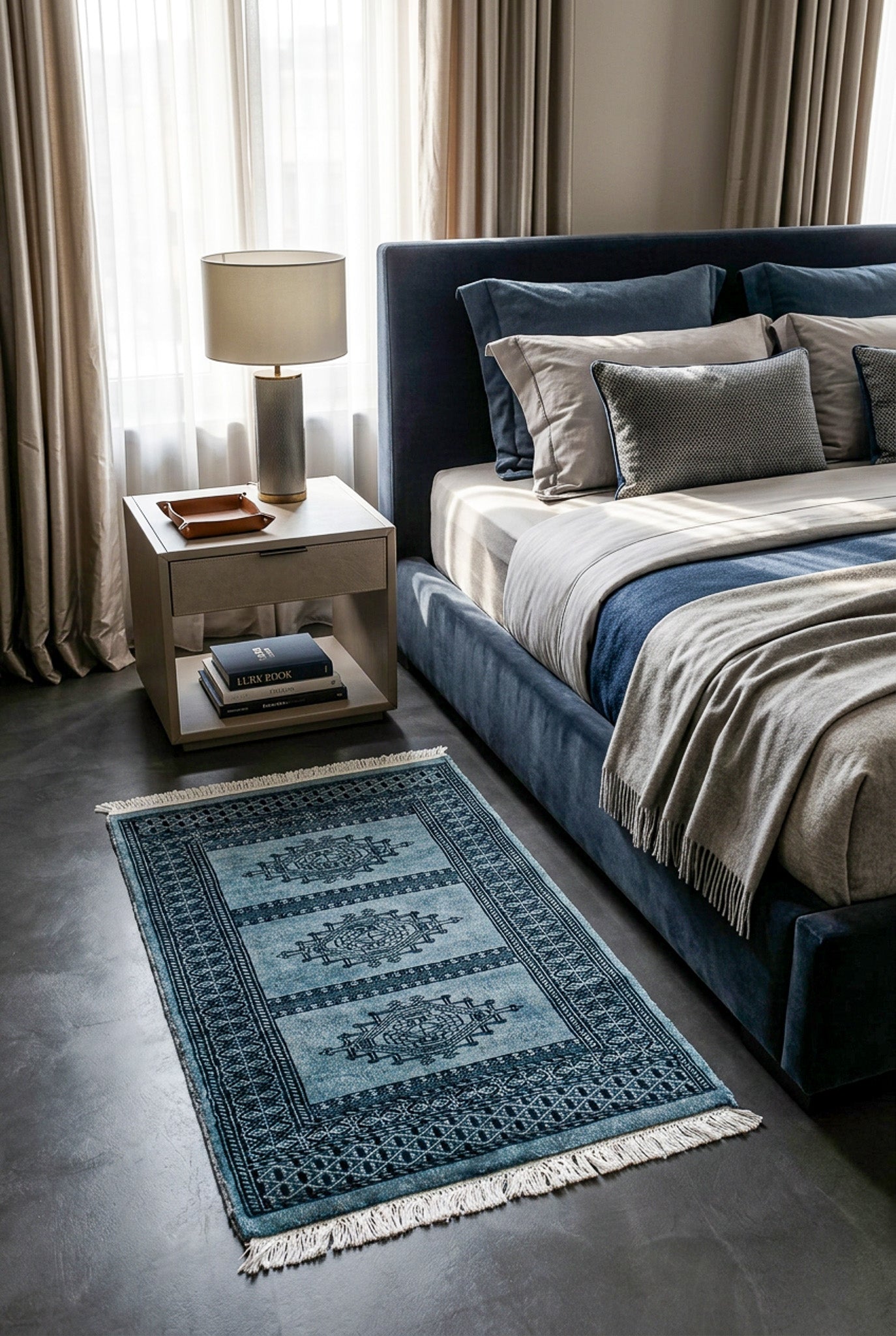 Alfombra Bukara Azul - Lana 100% 60x90cm