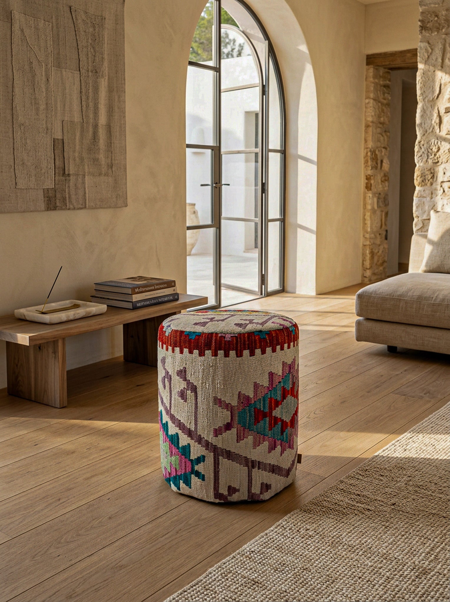 Pouf Rund Kilim Mai Mai - masse 37x42cm