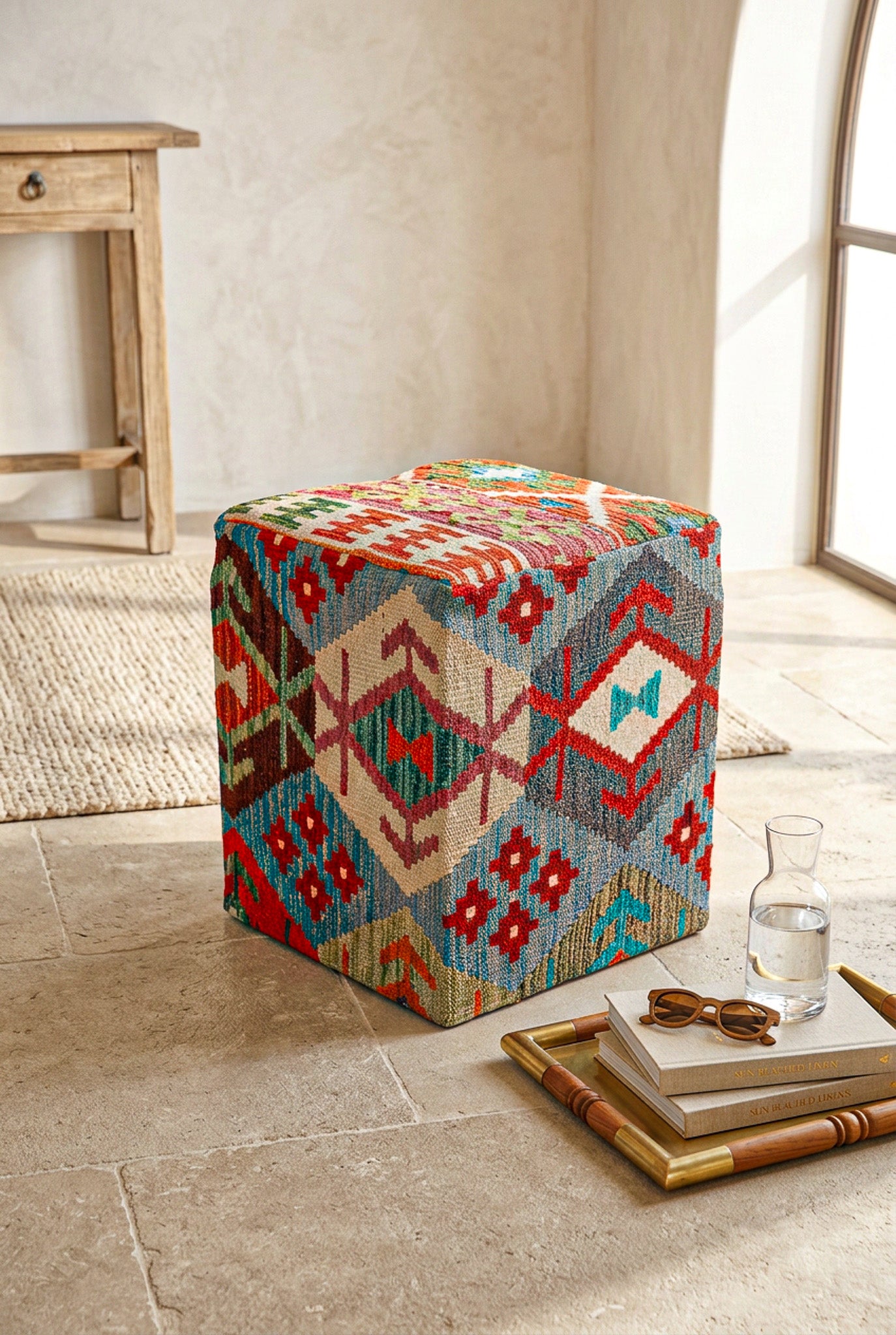 Pouf Quadratischer Kilim Mai Mai masse 40x50cm