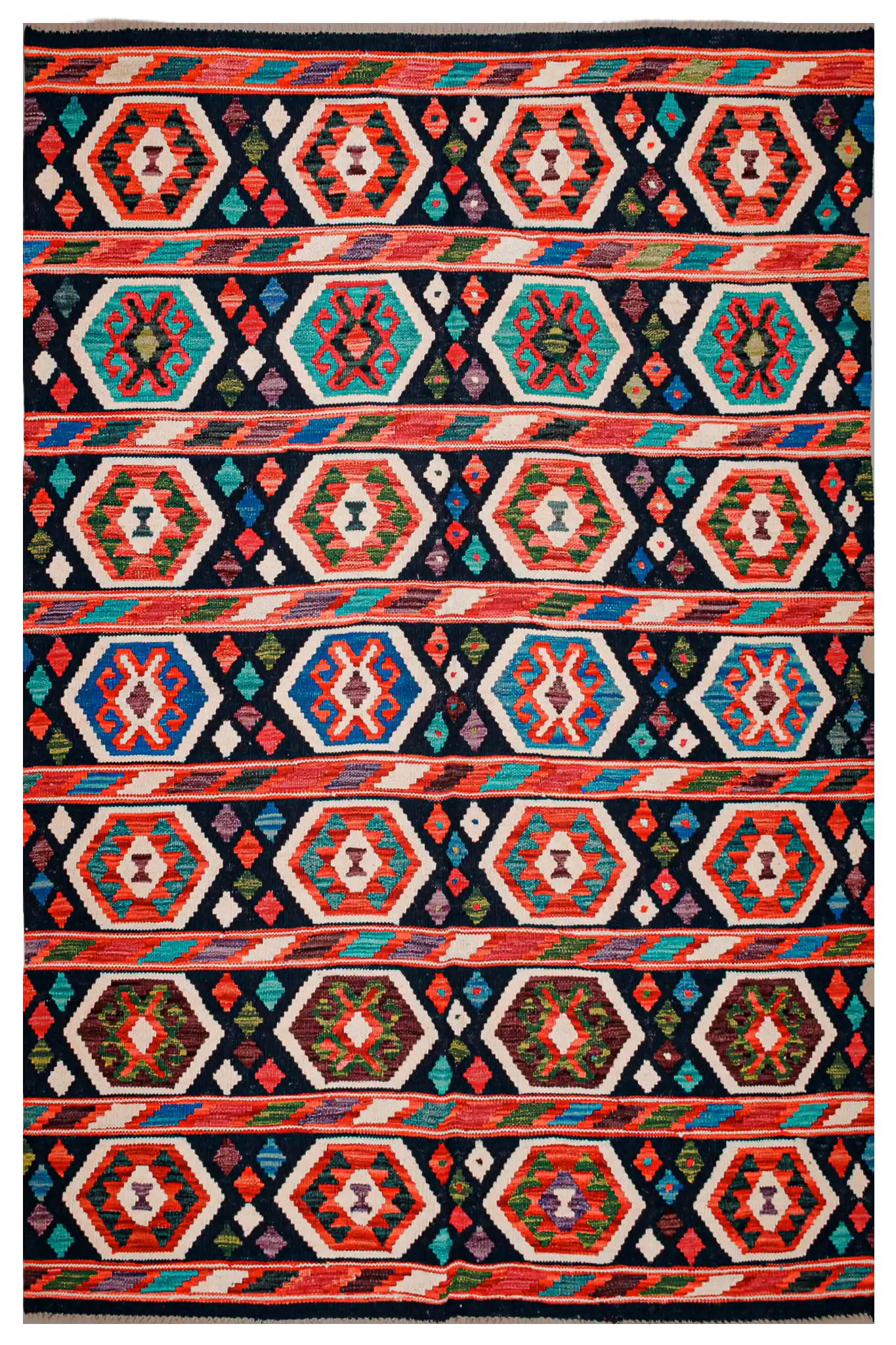 Teppich Kelim Mai Mai - 100 % Wolle -  155x200cm