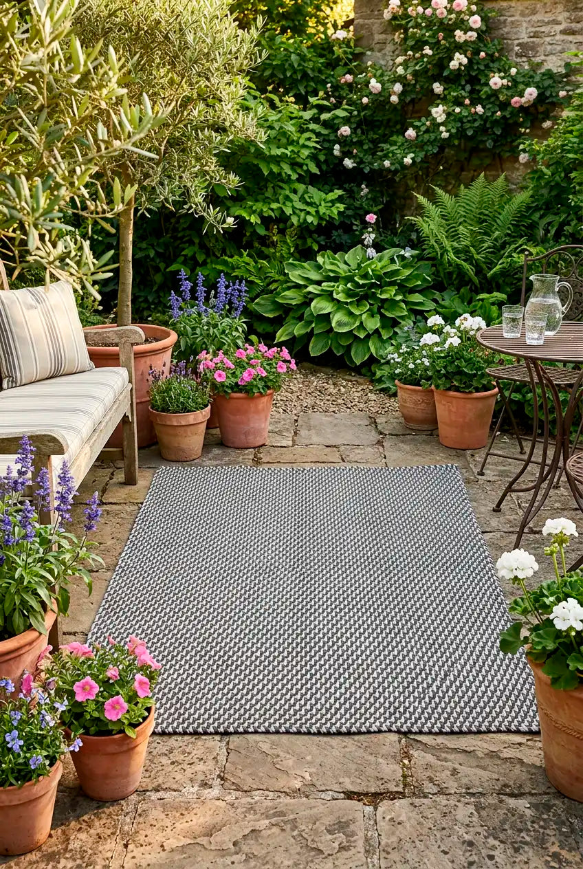 Alfombra Sunshine Grey White - de Exterior Sintetica