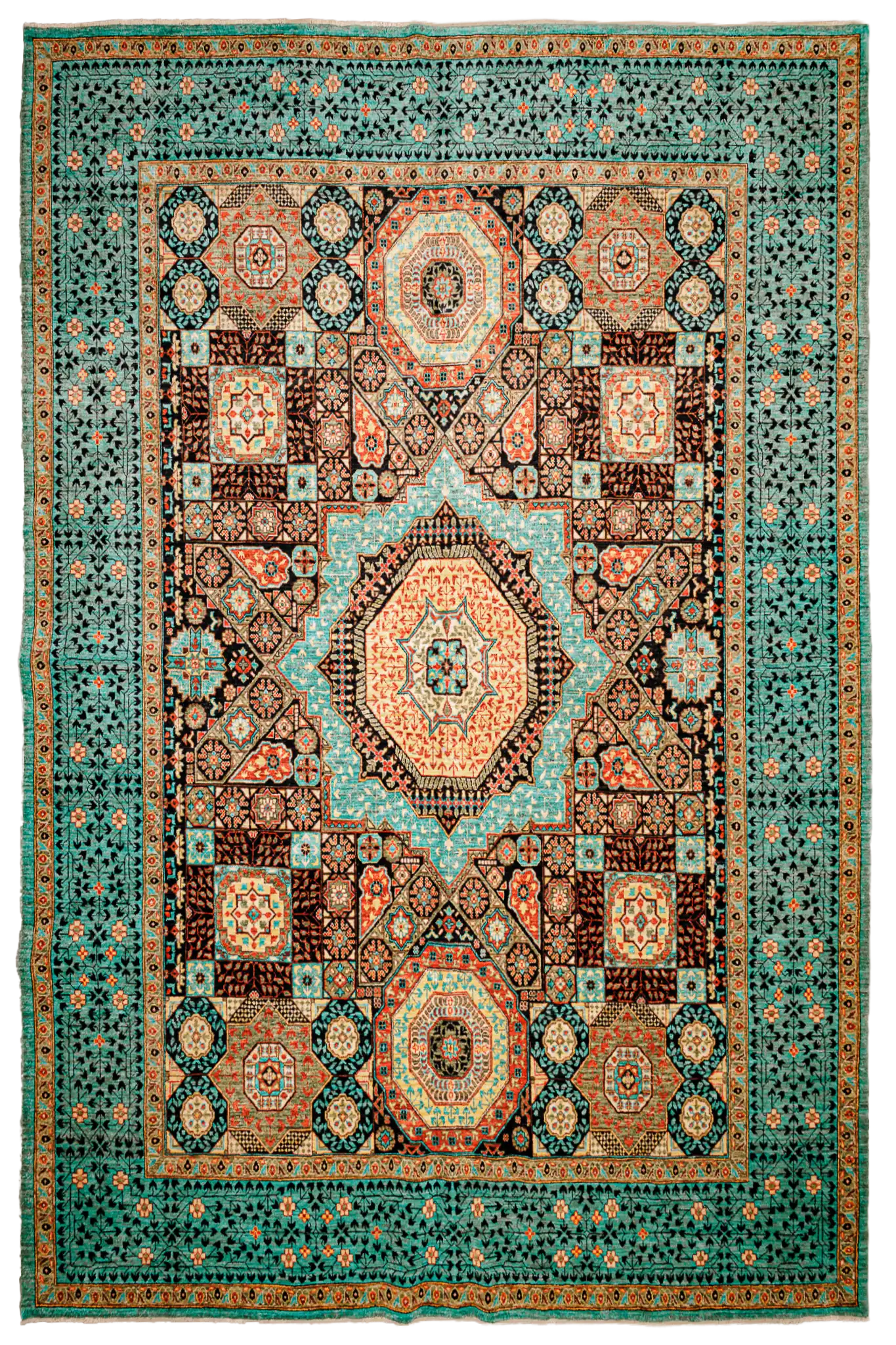 Teppich Mamluk Mehrfarbiger – für Esszimmer, Handwerklich 252x313cm