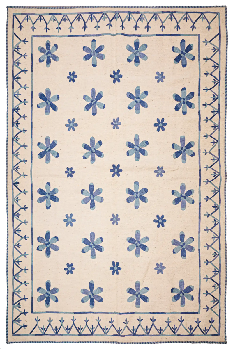 Alfombra Kilim Suzani - para suelos de Interior - Azul