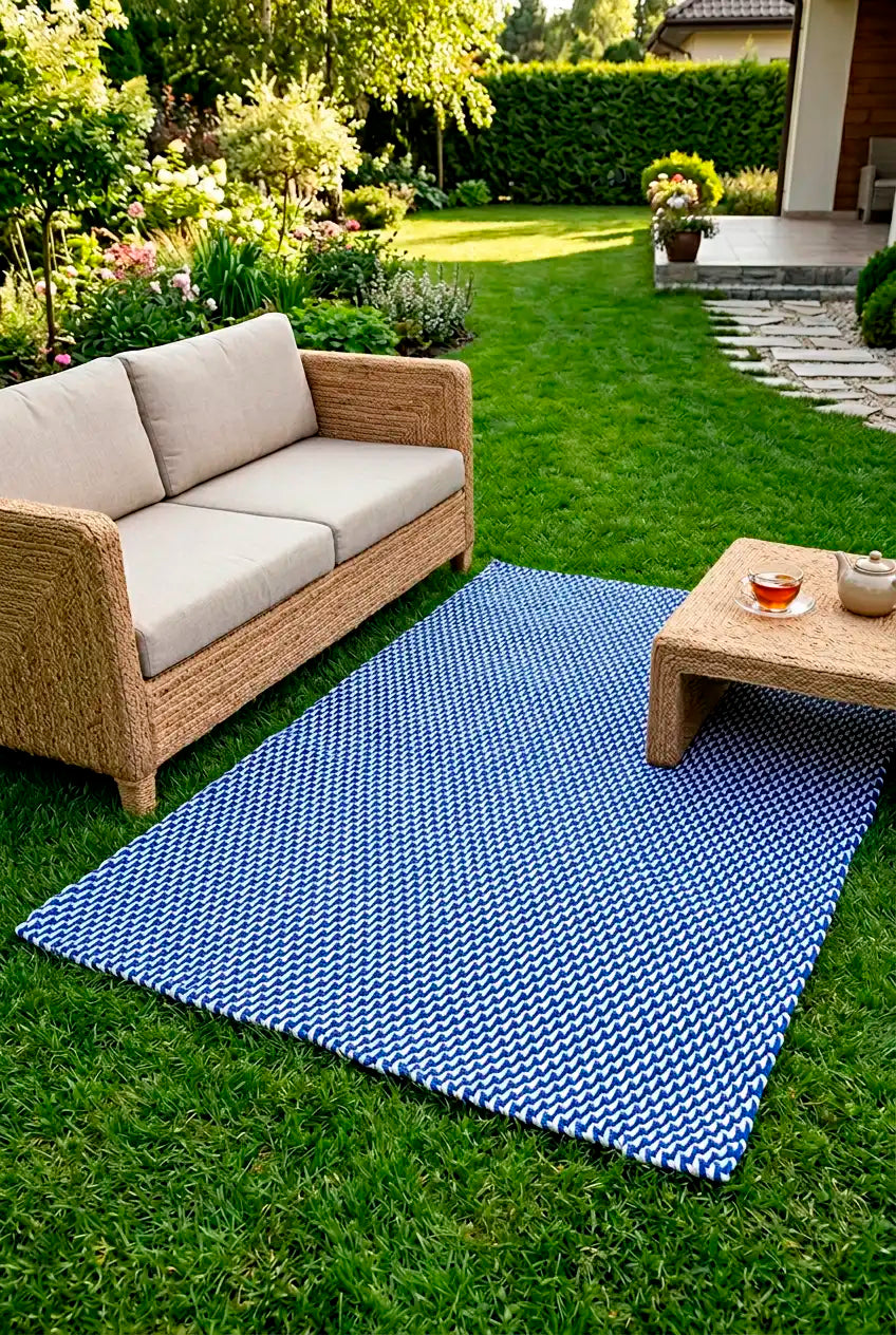 Alfombra Sunshine Blue White - de Exterior Sintetica