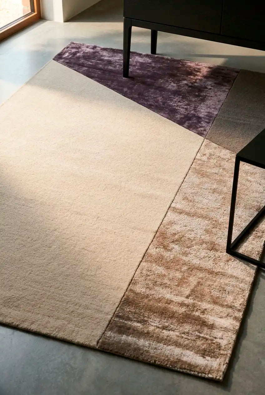 Alfombra Geometrica de Lana y Viscosa para Salon
