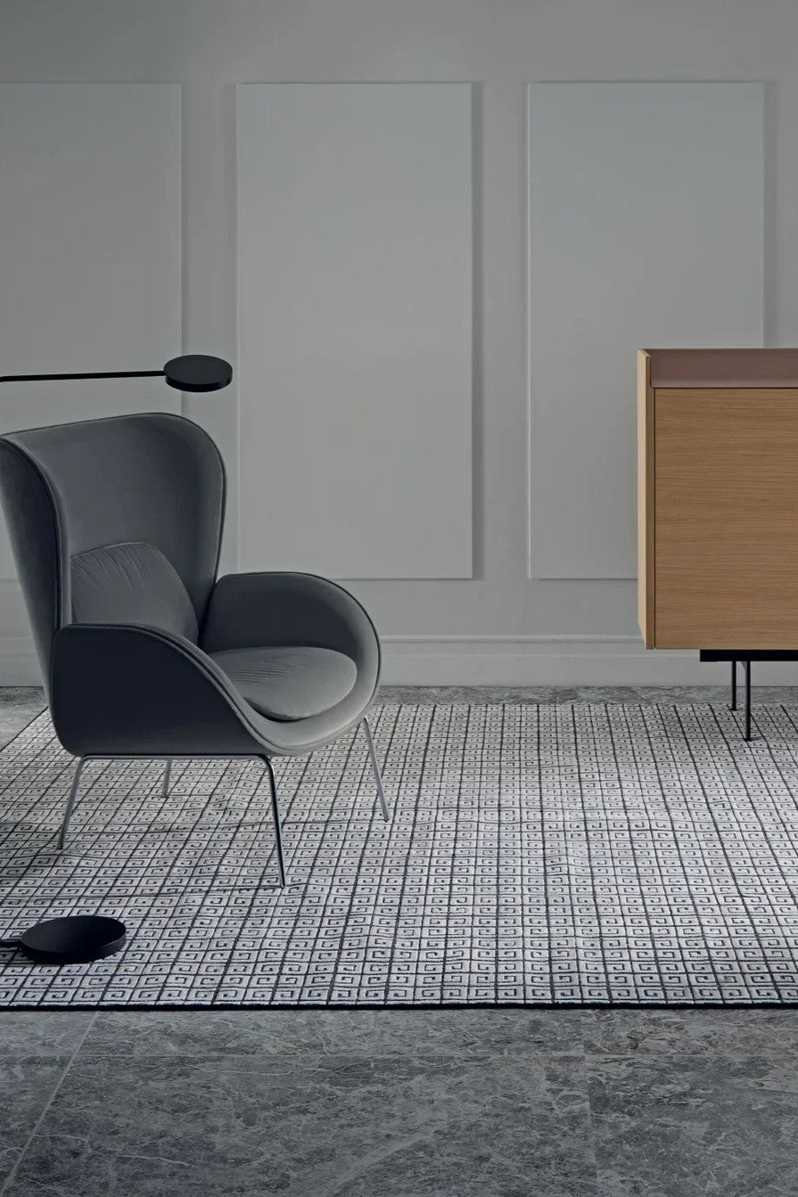 Alfombra City Black Silver - de Lujo Artesanal Viscosa Gris