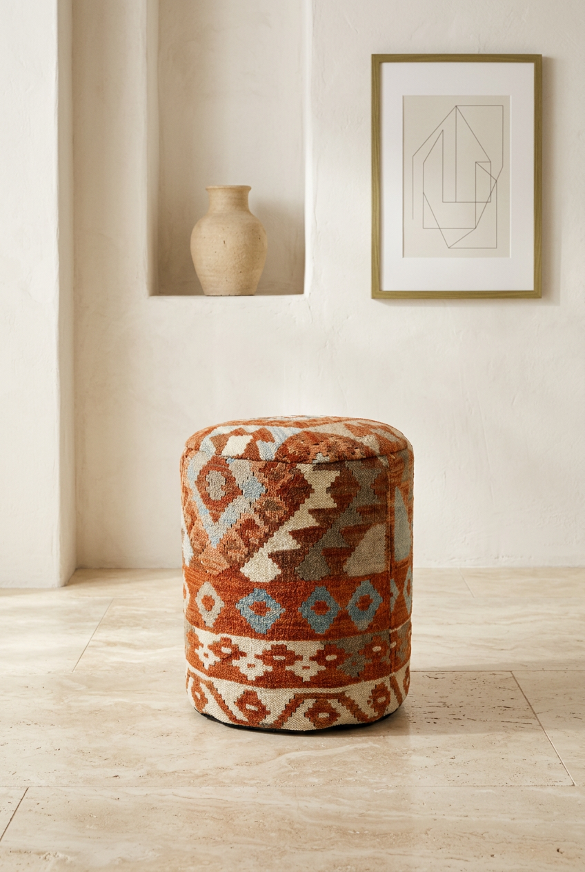 Pouf Round Kilim Mai Mai - size 37x42cm