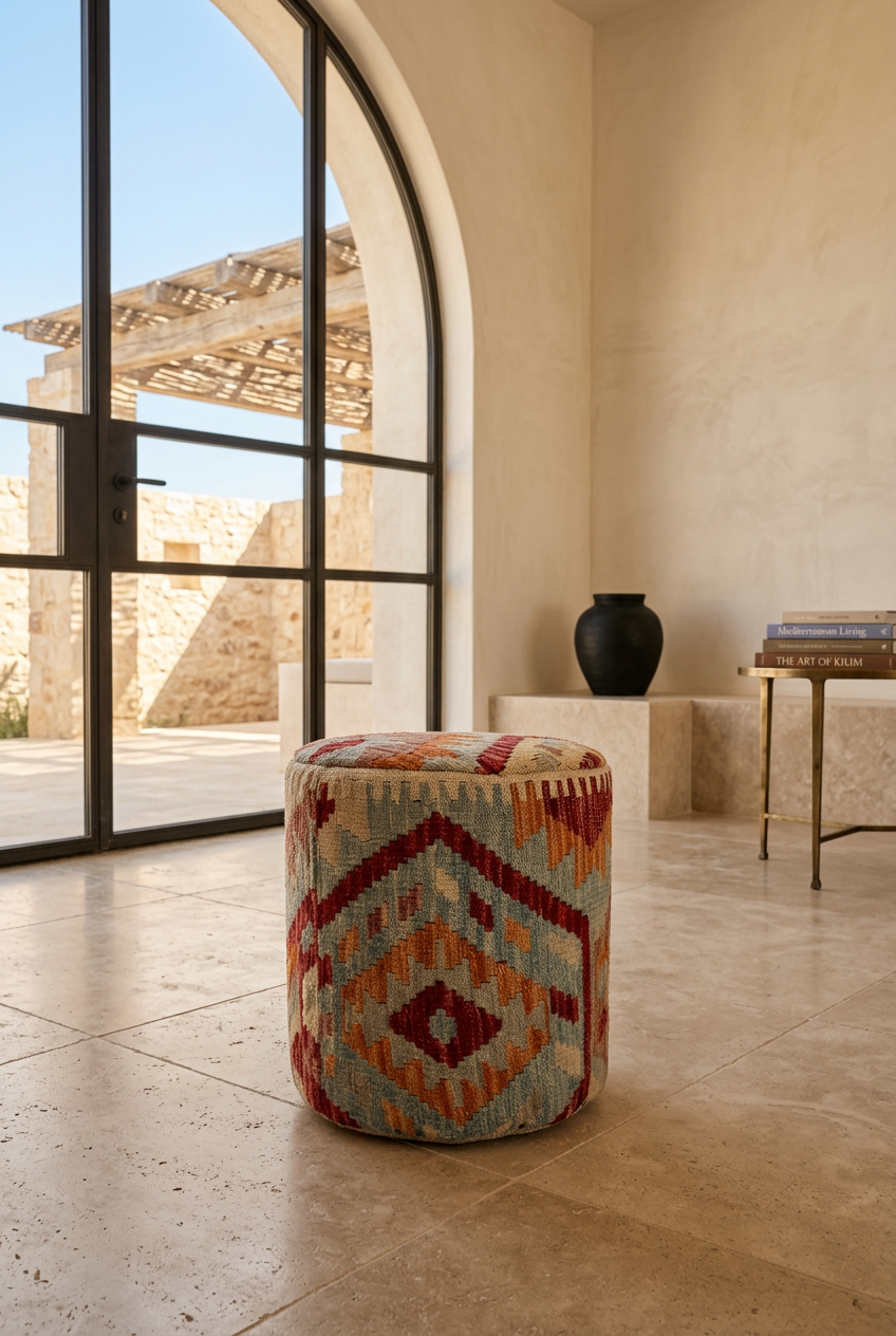 Pouf Round Kilim Mai Mai - size 37x42cm