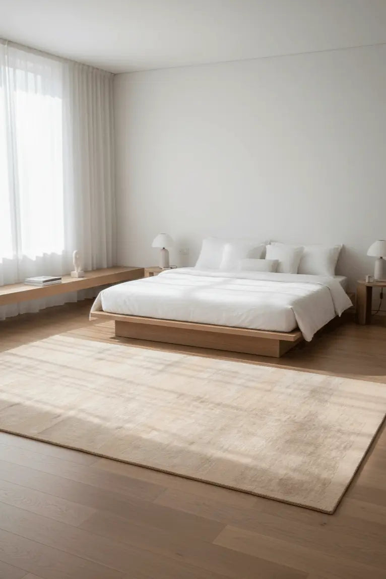 Alfombra Fog Ivory Beige - Seda Bambú Crema