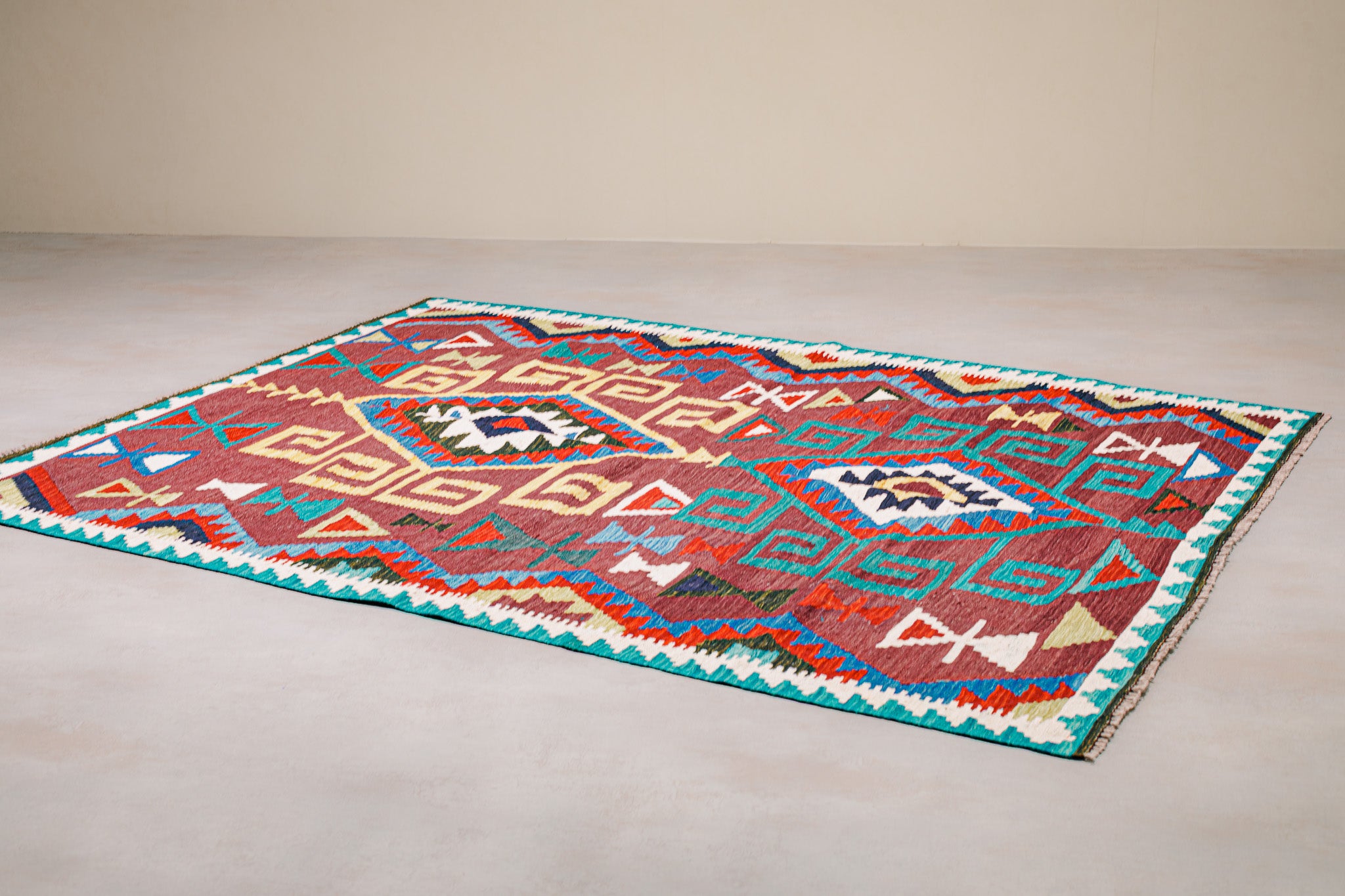 Teppich Kelim Tribal  - 100 % Wolle - 154x206cm