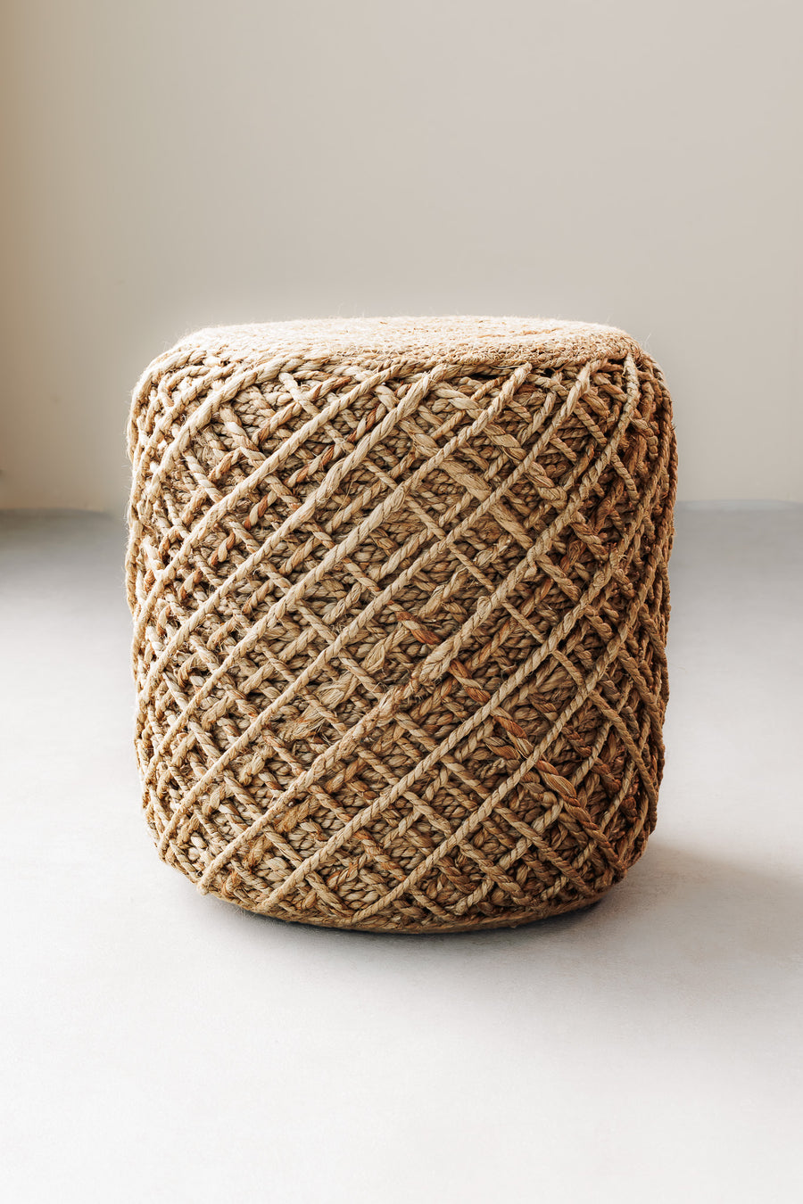 Puf Boho Redondo Trenzado 40x43 - Yute Boho Redondo