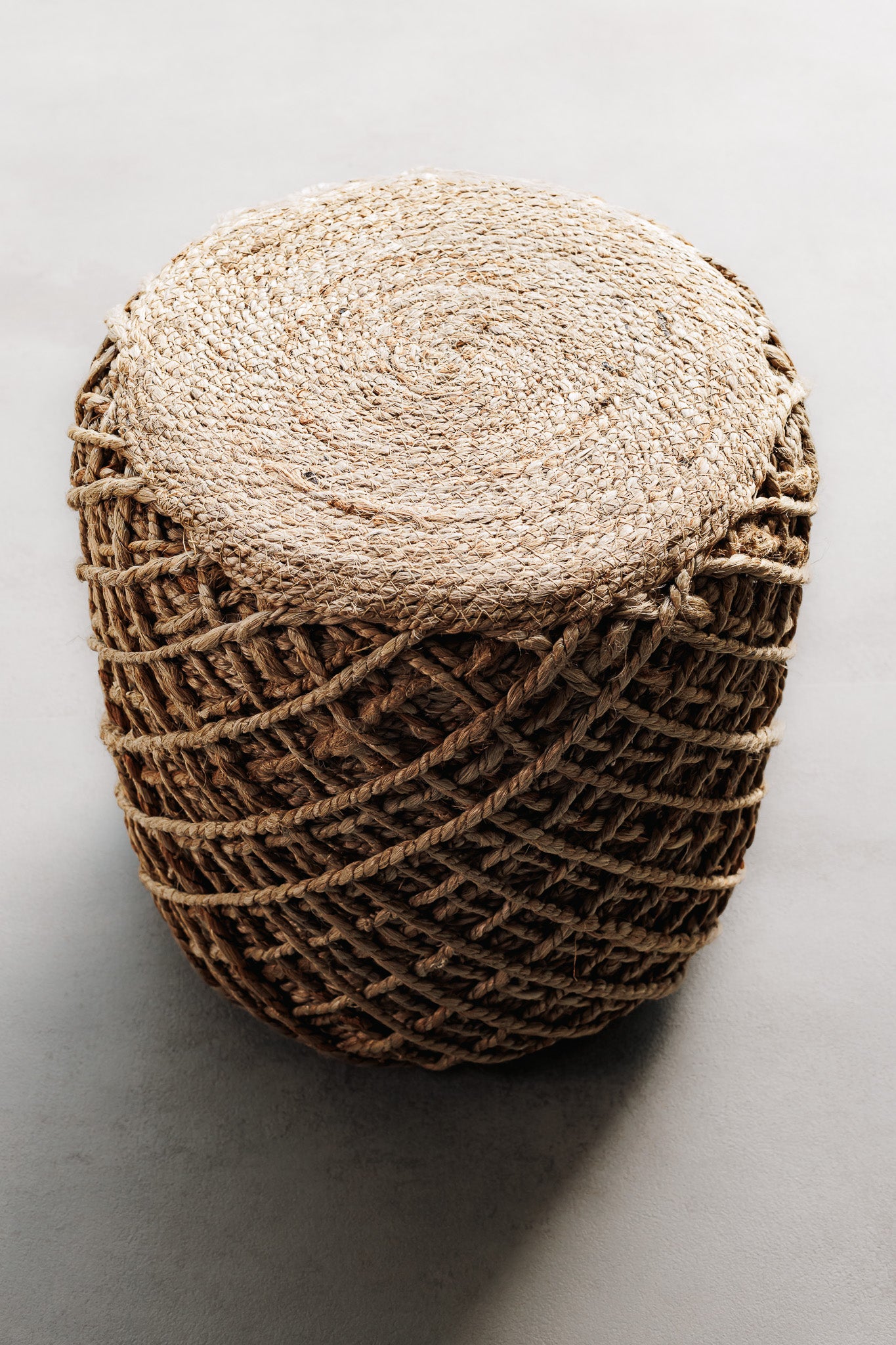 Puf Boho Redondo Trenzado 40x43 - Yute Boho Redondo