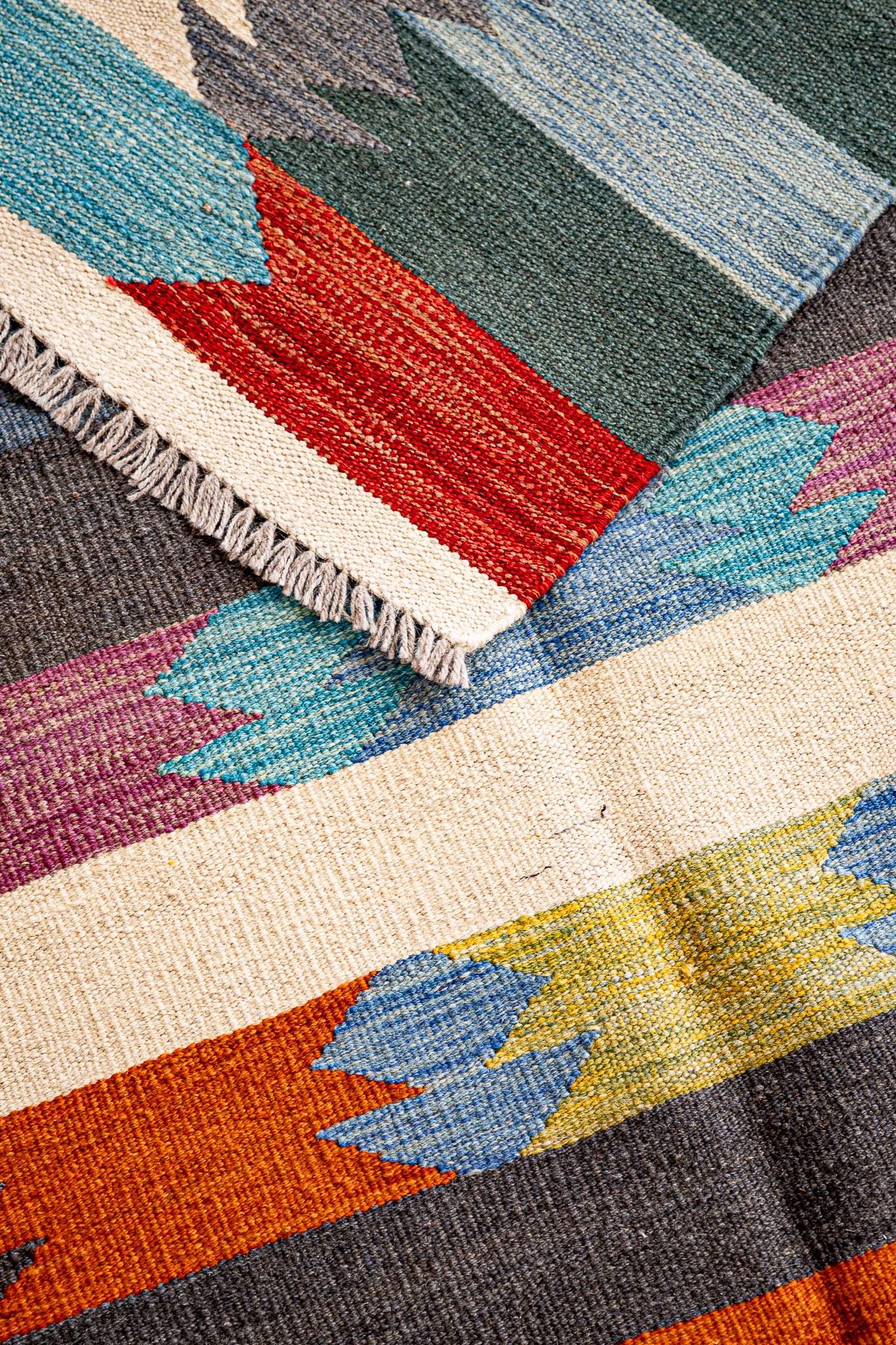 Alfombra Kilim Tribal 100% Lana - 125x185cm