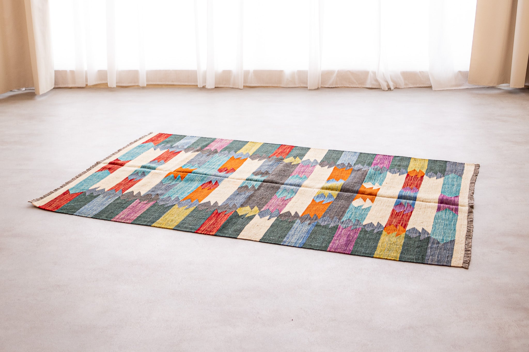 Alfombra Kilim Tribal 100% Lana - 125x185cm