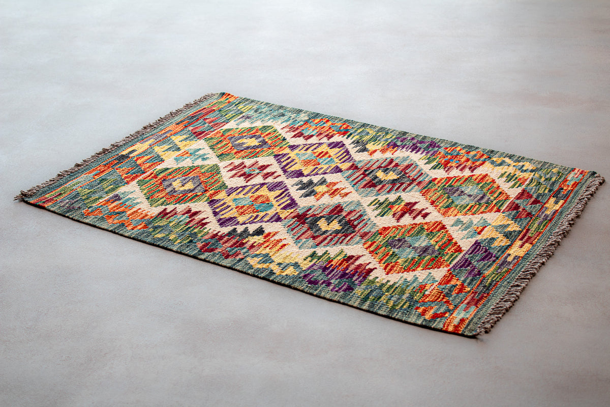 Teppich Kelim Mai Mai - 100 % Wolle -  60x90cm