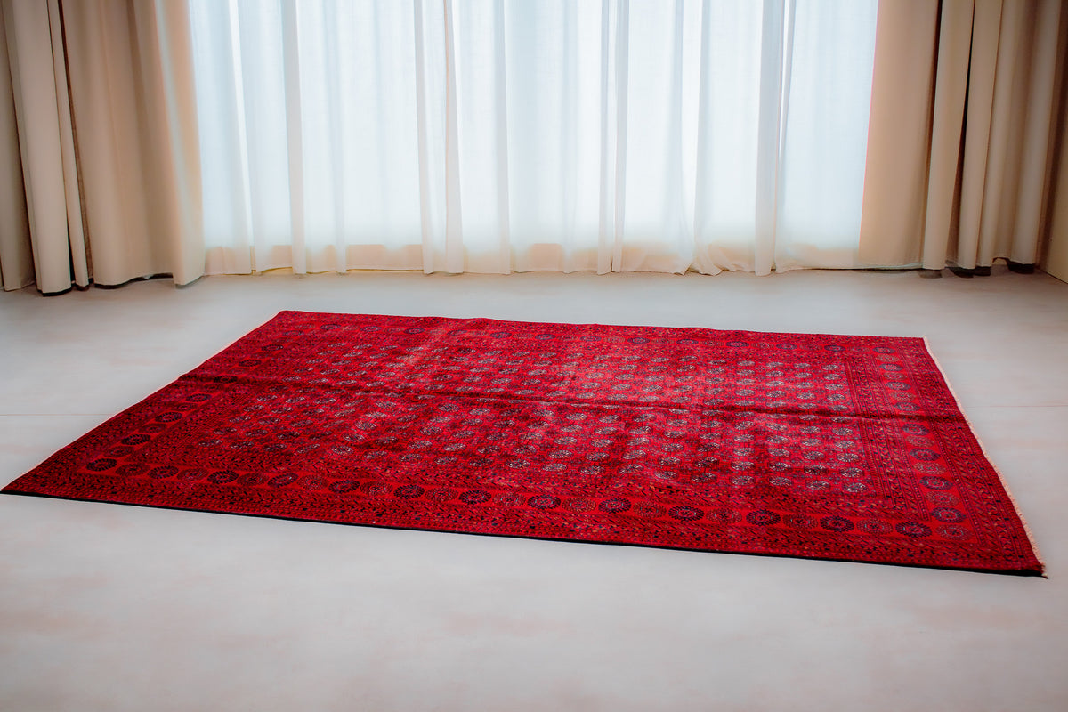 Alfombra Lana Anudada a mano Roja - 193x263cm