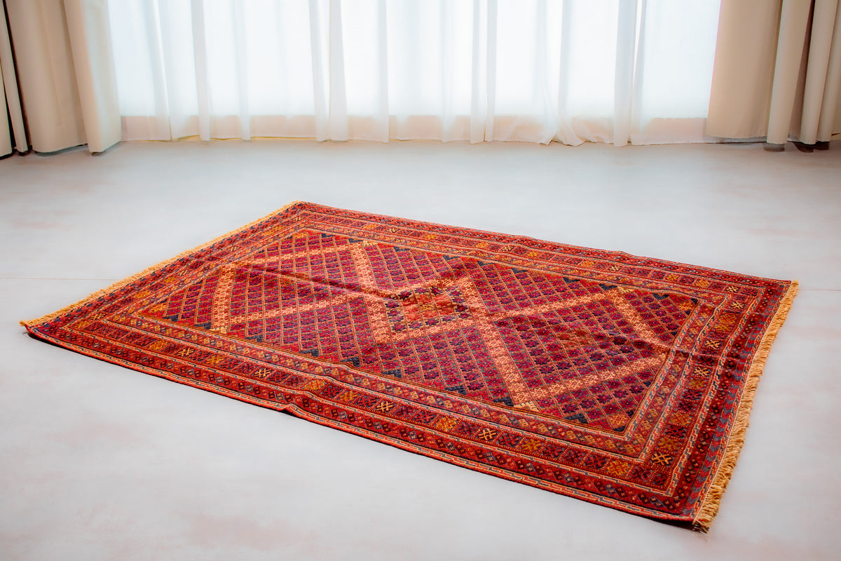 Alfombra Lana Anudada a mano Roja - 148x200cm