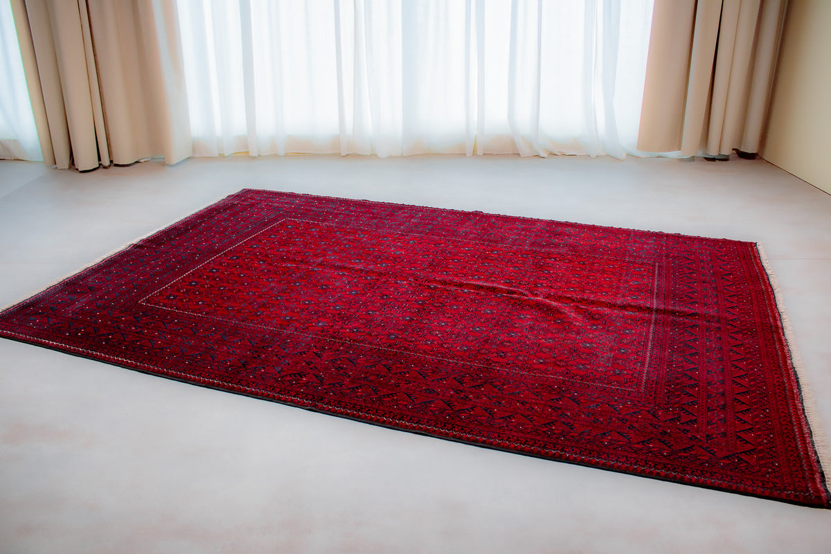 Alfombra Lana Anudada a mano Roja - 197x287cm