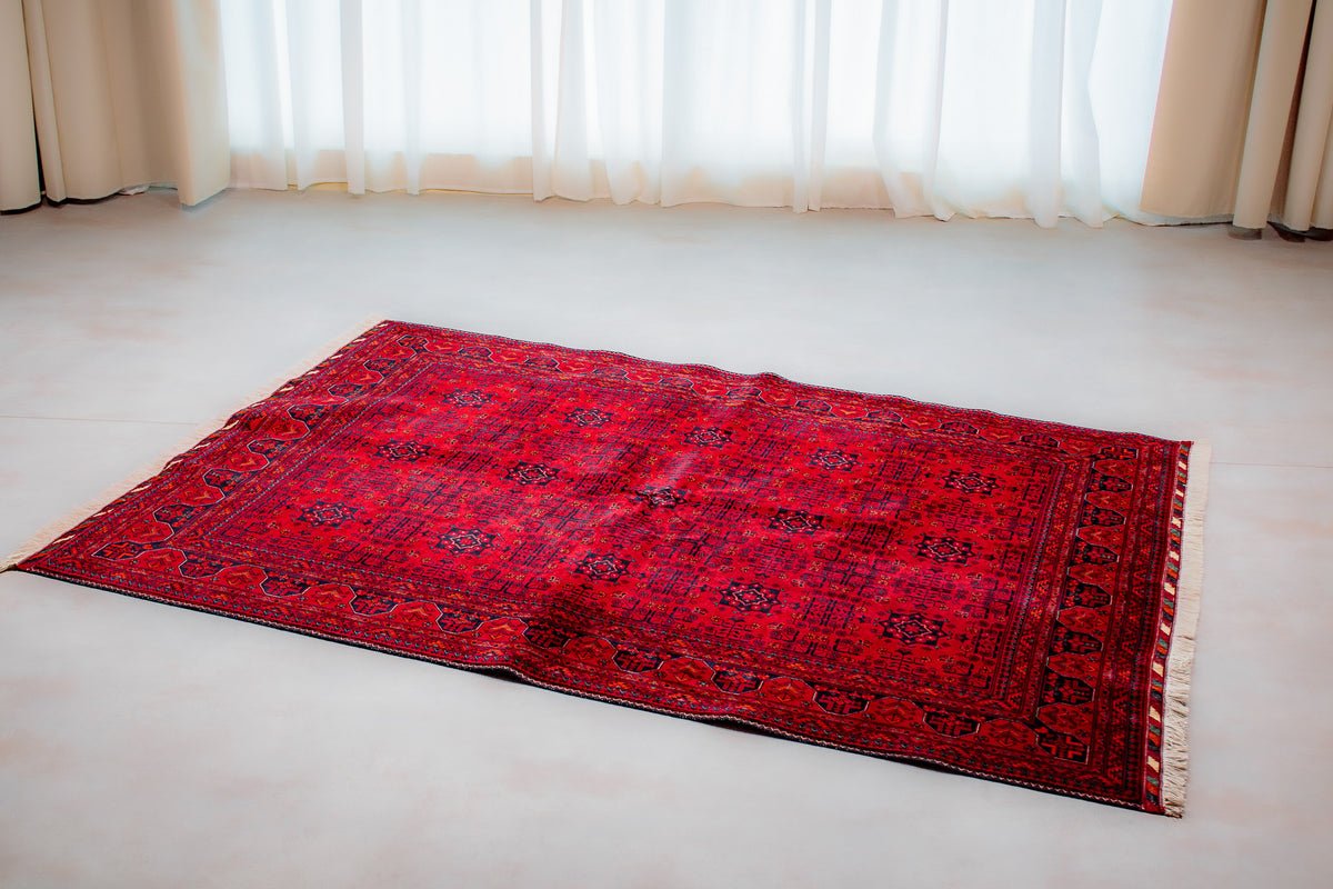 Alfombra Lana Anudada a mano Roja - 150x212cm