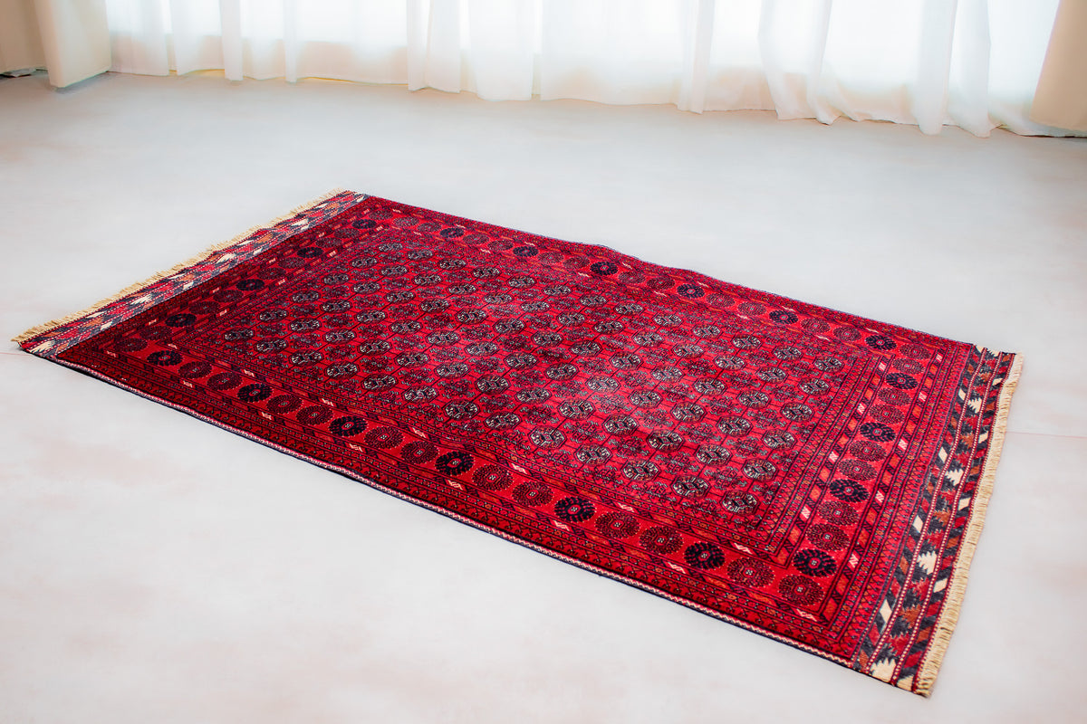 Alfombra Lana Anudada a mano Roja - 100x147cm