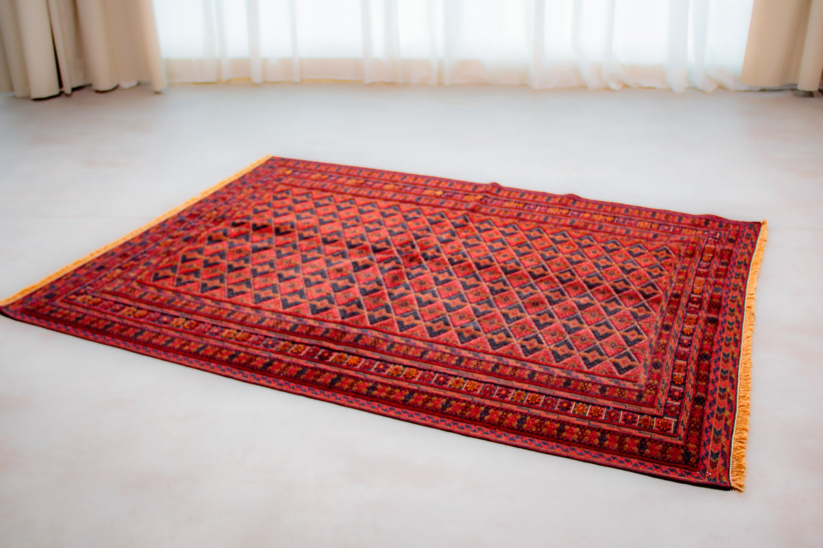 Alfombra Lana Anudada a mano Roja - 152x197cm