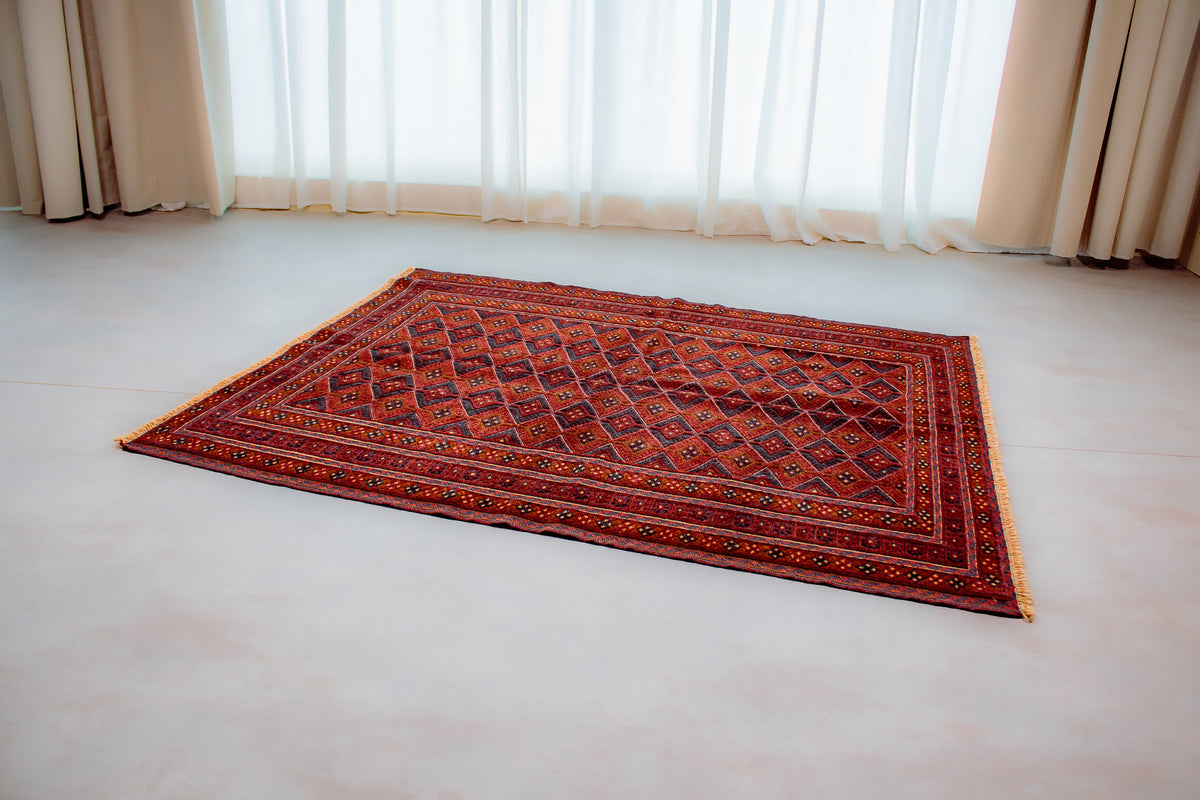 Alfombra Lana Anudada a mano Roja - 160x192cm