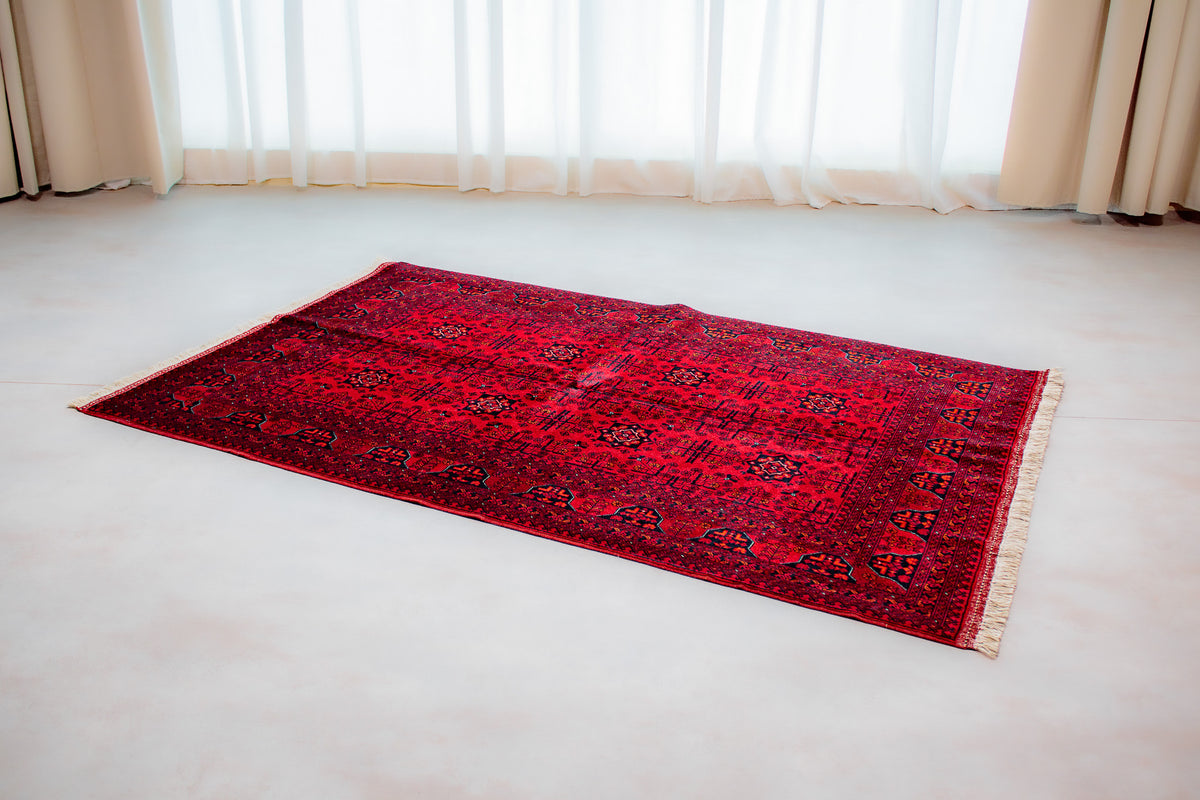 Alfombra Lana Anudada a mano Roja - 128x191cm
