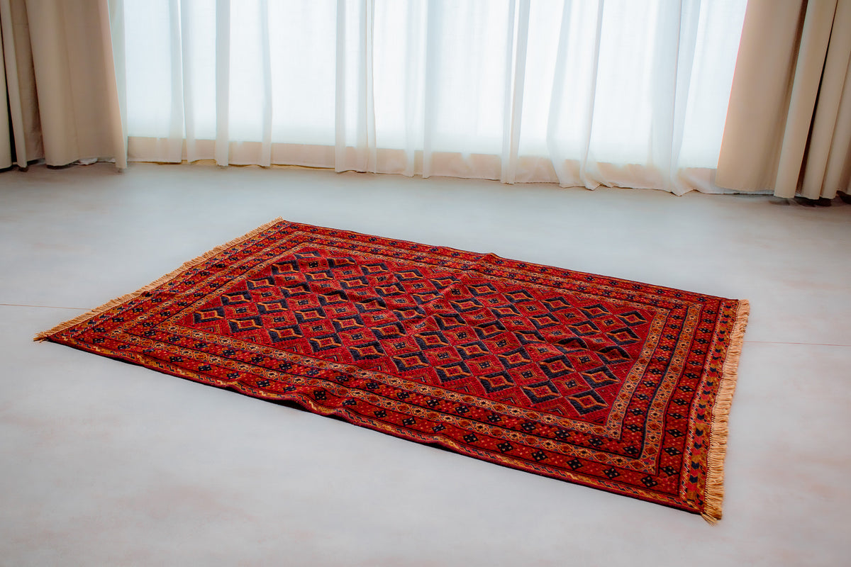 Alfombra Lana Anudada a mano Roja - 140x190cm