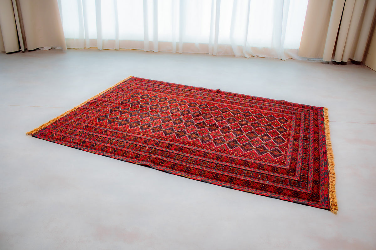 Alfombra Lana Anudada a mano Roja - 145x192cm