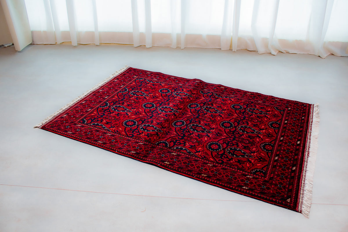 Alfombra Lana Anudada a mano Roja - 102x145cm