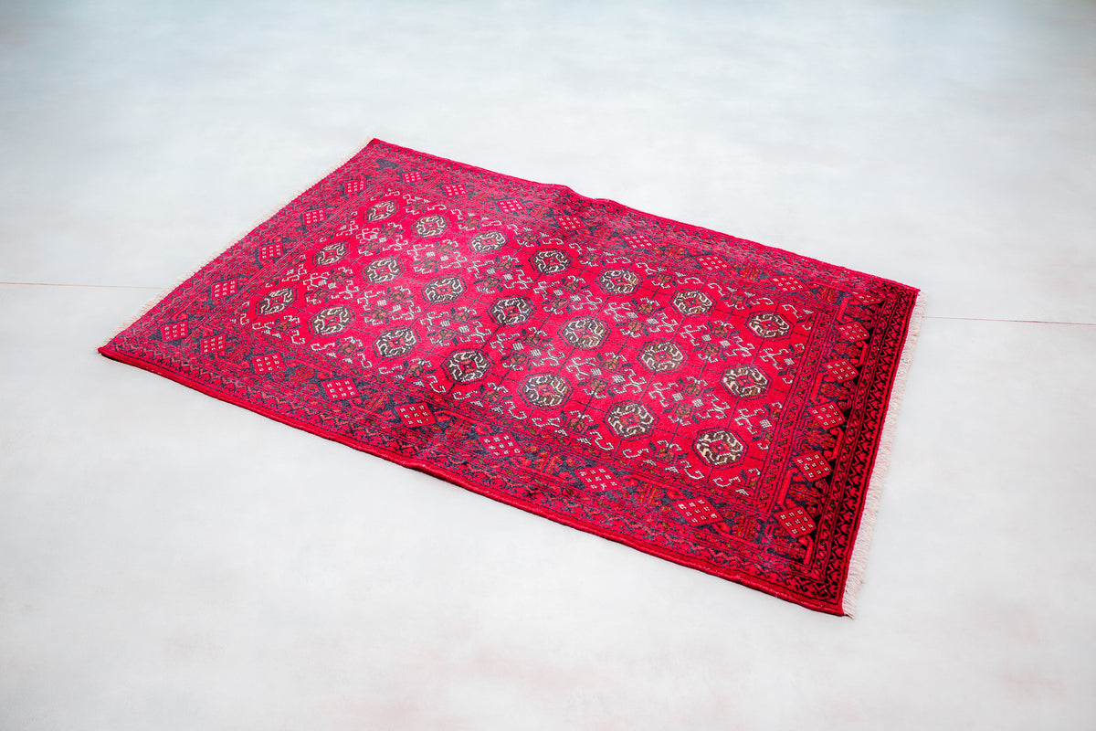 Alfombra Lana Anudada a mano Roja - 78x116cm