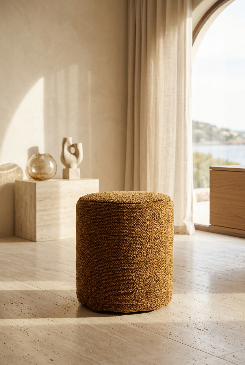 Pouf Round Yakatoot - Brown - size 37x42cm