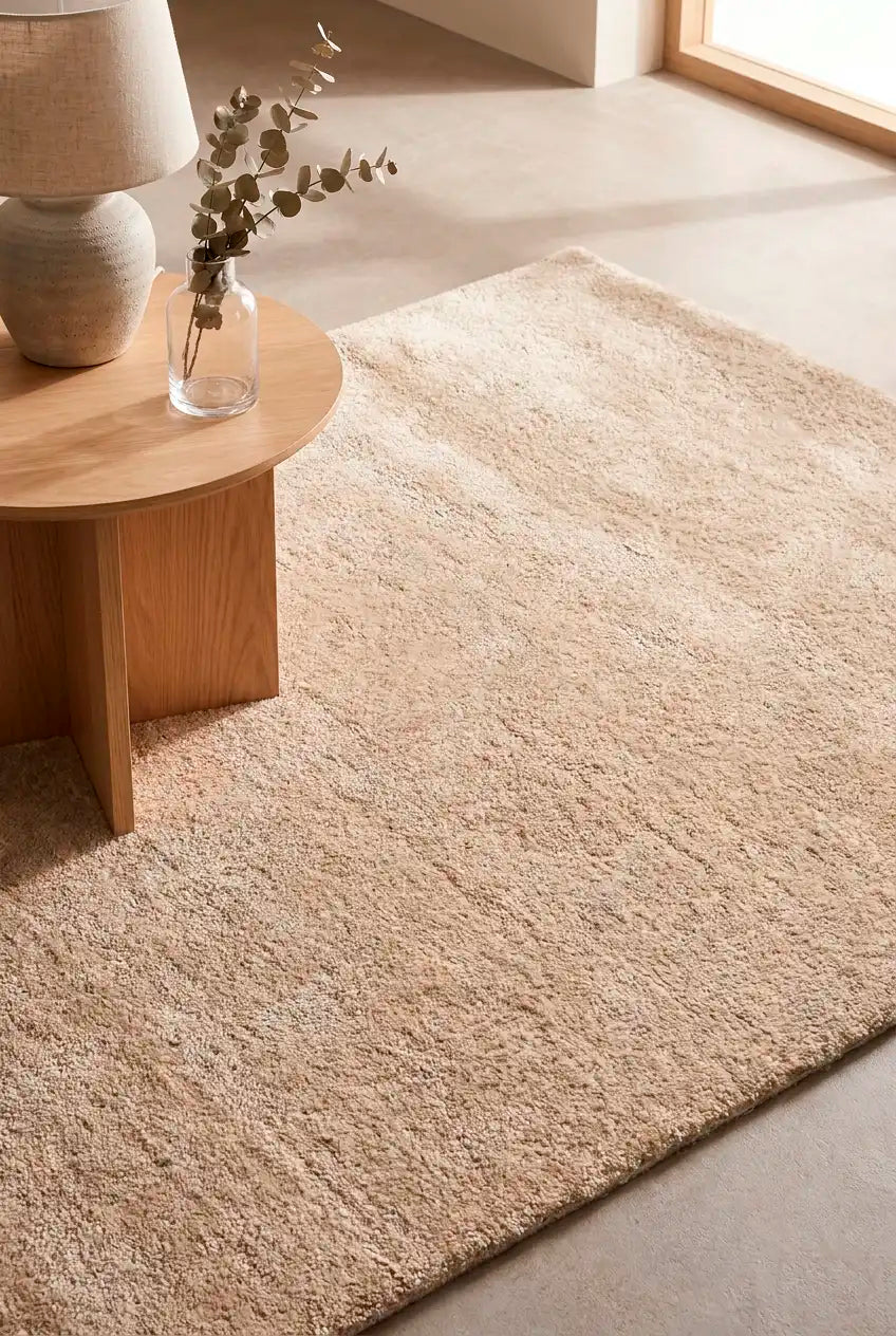 Teppich Perla Beige – 100 % Wolle für das Wohnzimmer