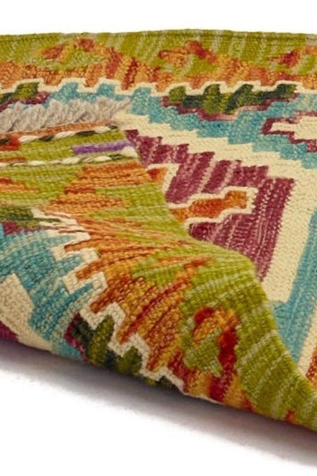 Alfombra Kilim Mai Mai - Tejido plano de lana multicolor