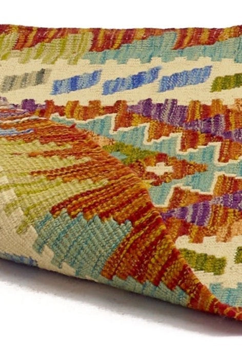 Alfombra Kilim Mai Mai - Tejido plano de lana multicolor