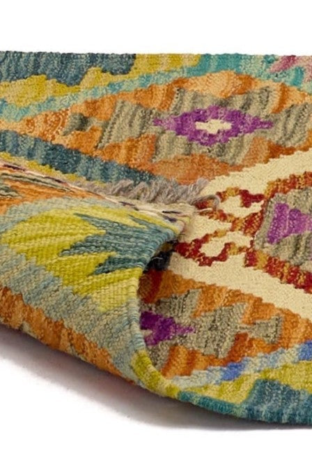 Alfombra Kilim Mai Mai - Tejido plano de lana multicolor