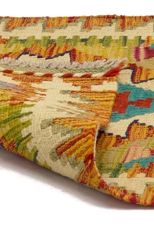 Alfombra Kilim Mai Mai - Tejido plano de lana multicolor