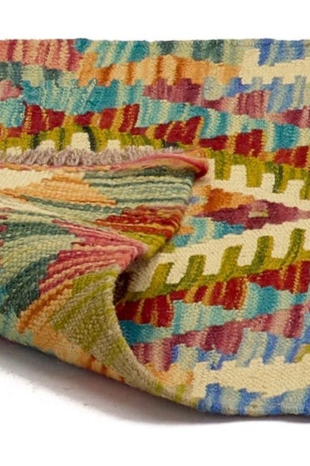 Alfombra Kilim Mai Mai - Tejido plano de lana multicolor