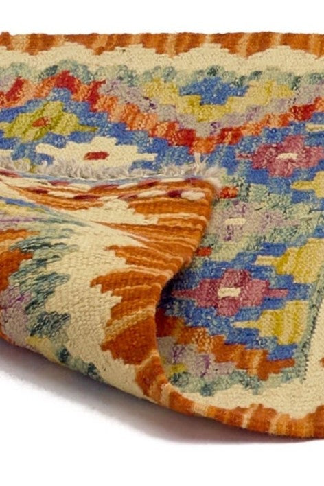 Alfombra Kilim Mai Mai - Tejido plano de lana multicolor