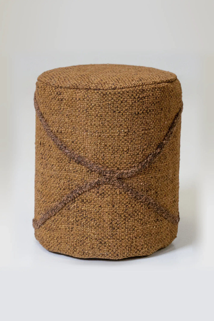 Puf Redondo Yakatoot - Marrón Trenzado - 37x42cm