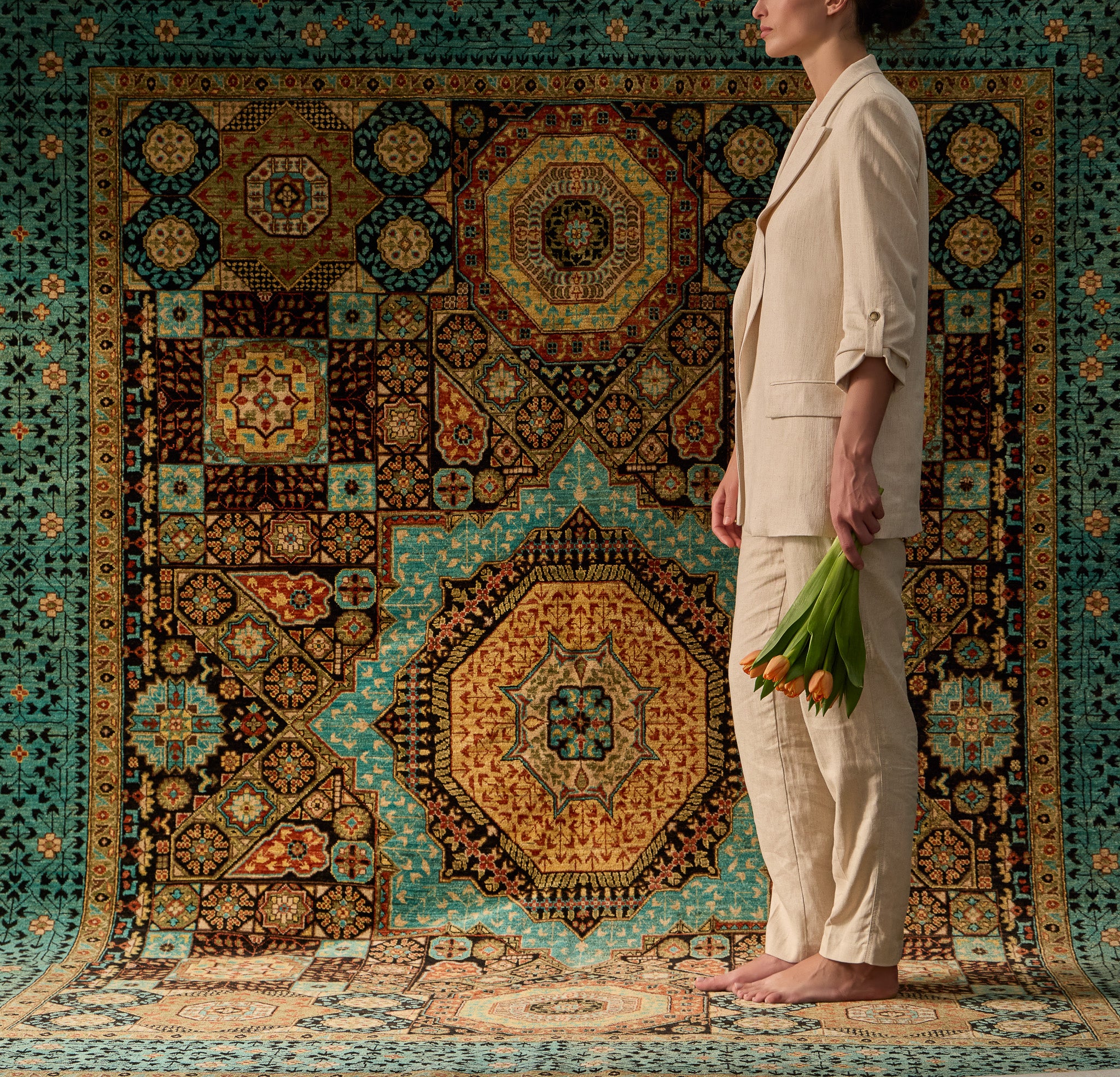 Mamluk Rug - Handmade Multicolor Living Room 252x313cm