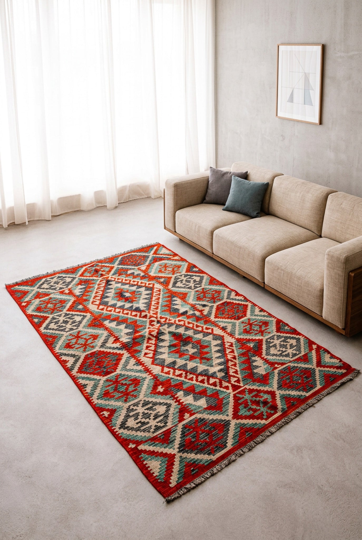 Teppich Kelim Mai Mai - 100 % Wolle - 103x155cm