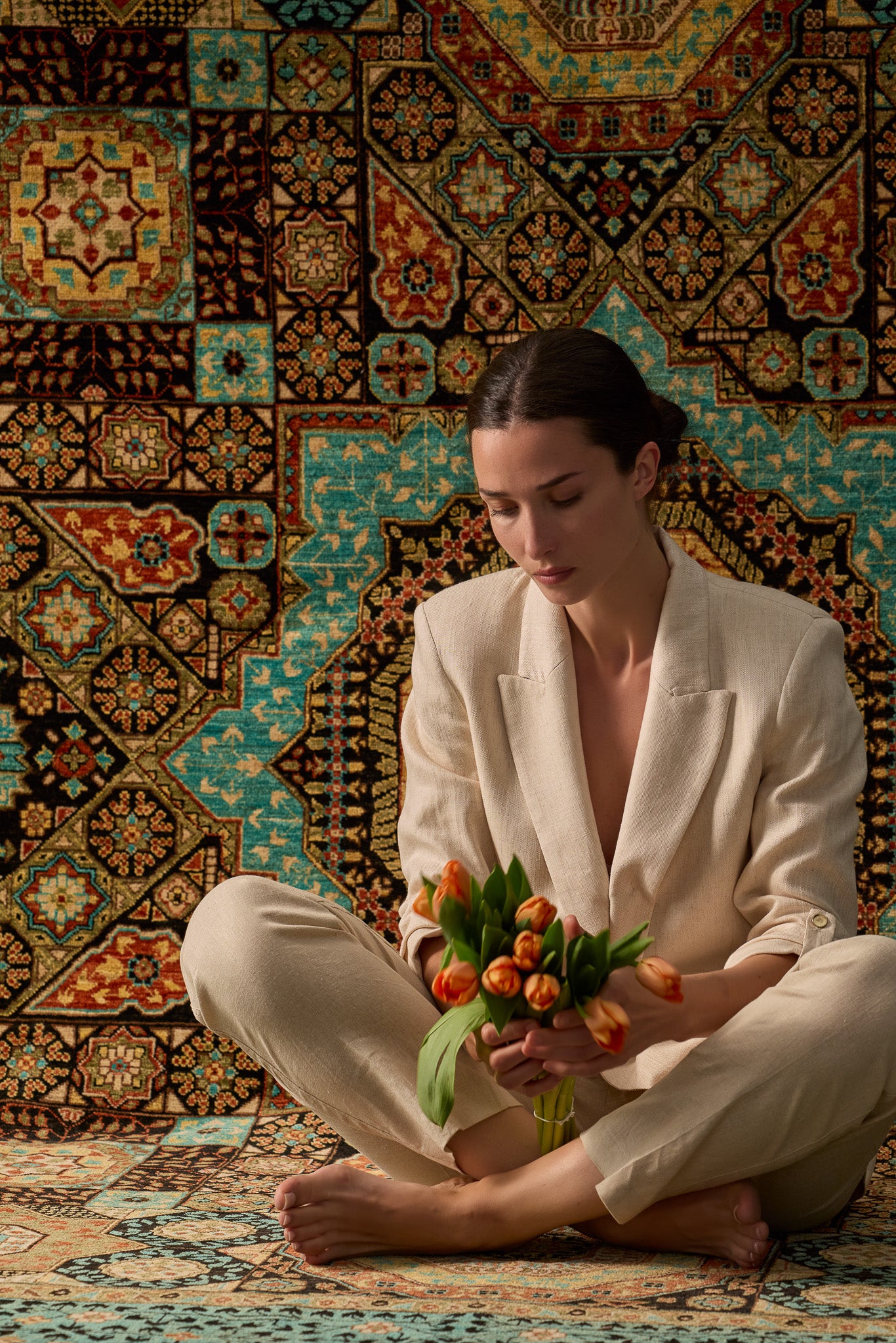 Teppich Mamluk Mehrfarbiger – für Esszimmer, Handwerklich 252x313cm