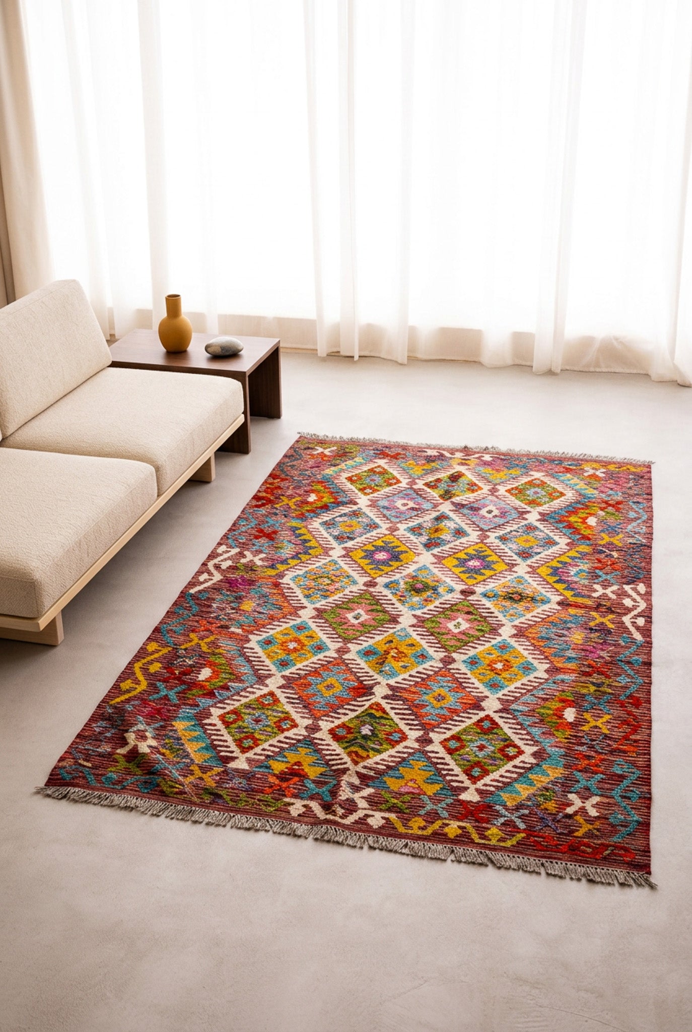 Teppich Kelim Mai Mai - 100 % Wolle - 123x188cm