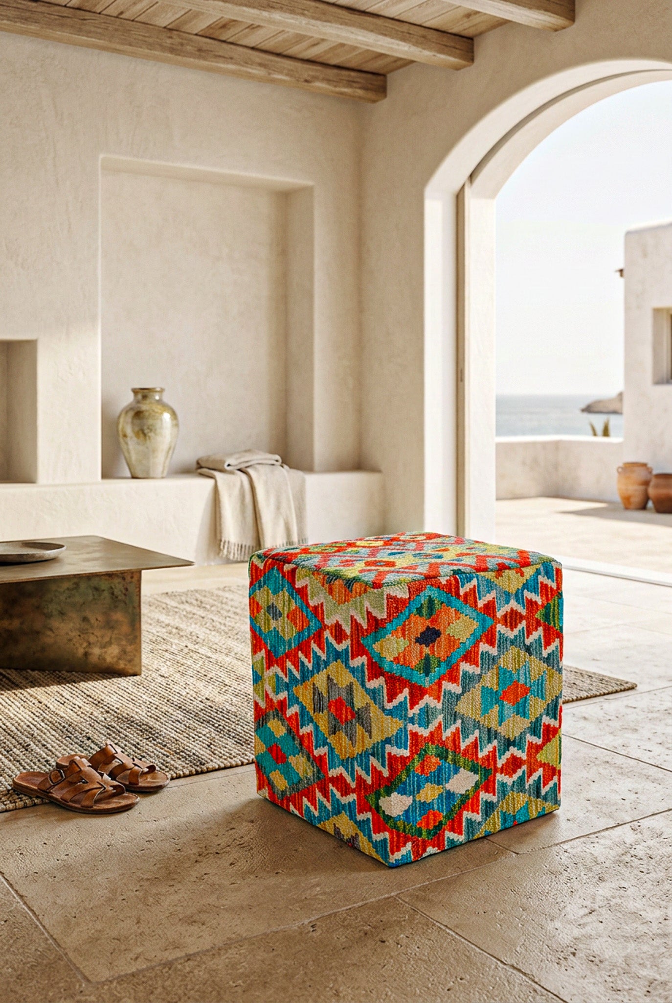 Pouf Quadratischer Kilim Mai Mai masse 40x50cm